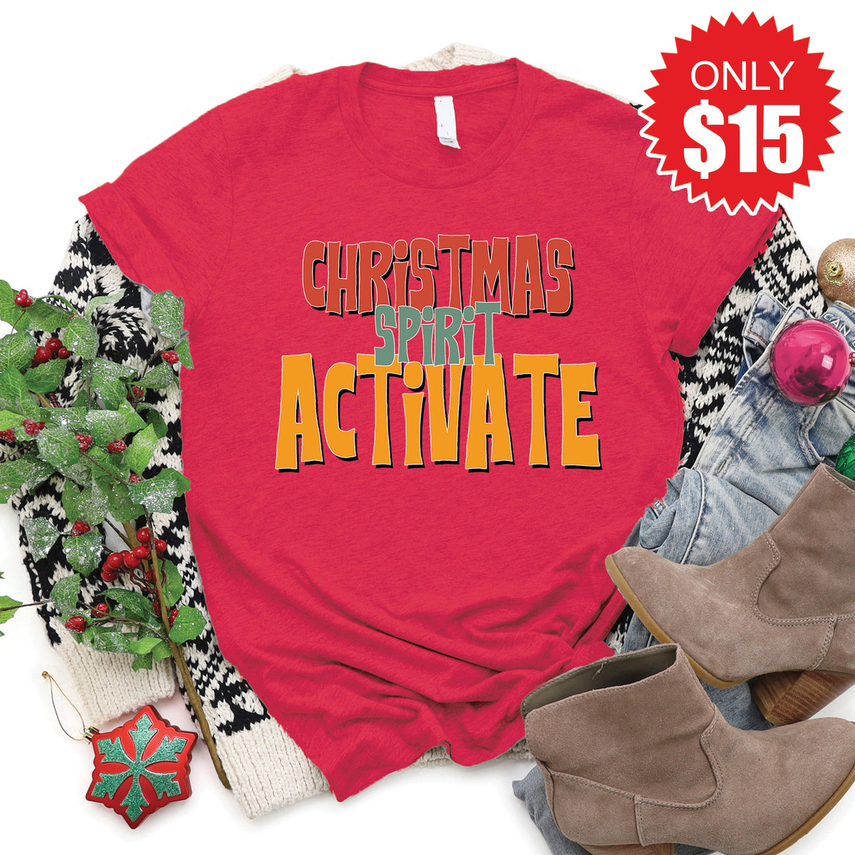 Christmas Spirit Activate Tee - Heather Scarlet - 15 product image 1