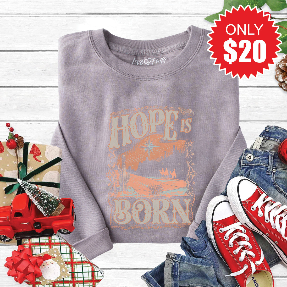 Hope Is Born Sweatshirt - Heather Storm - 20 product image 1