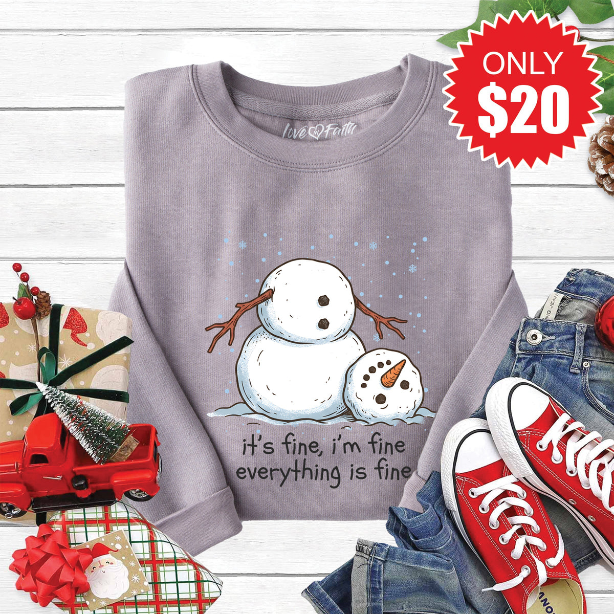 Its Fine Snowman Sweatshirt - Heather Storm - 20 product image 1