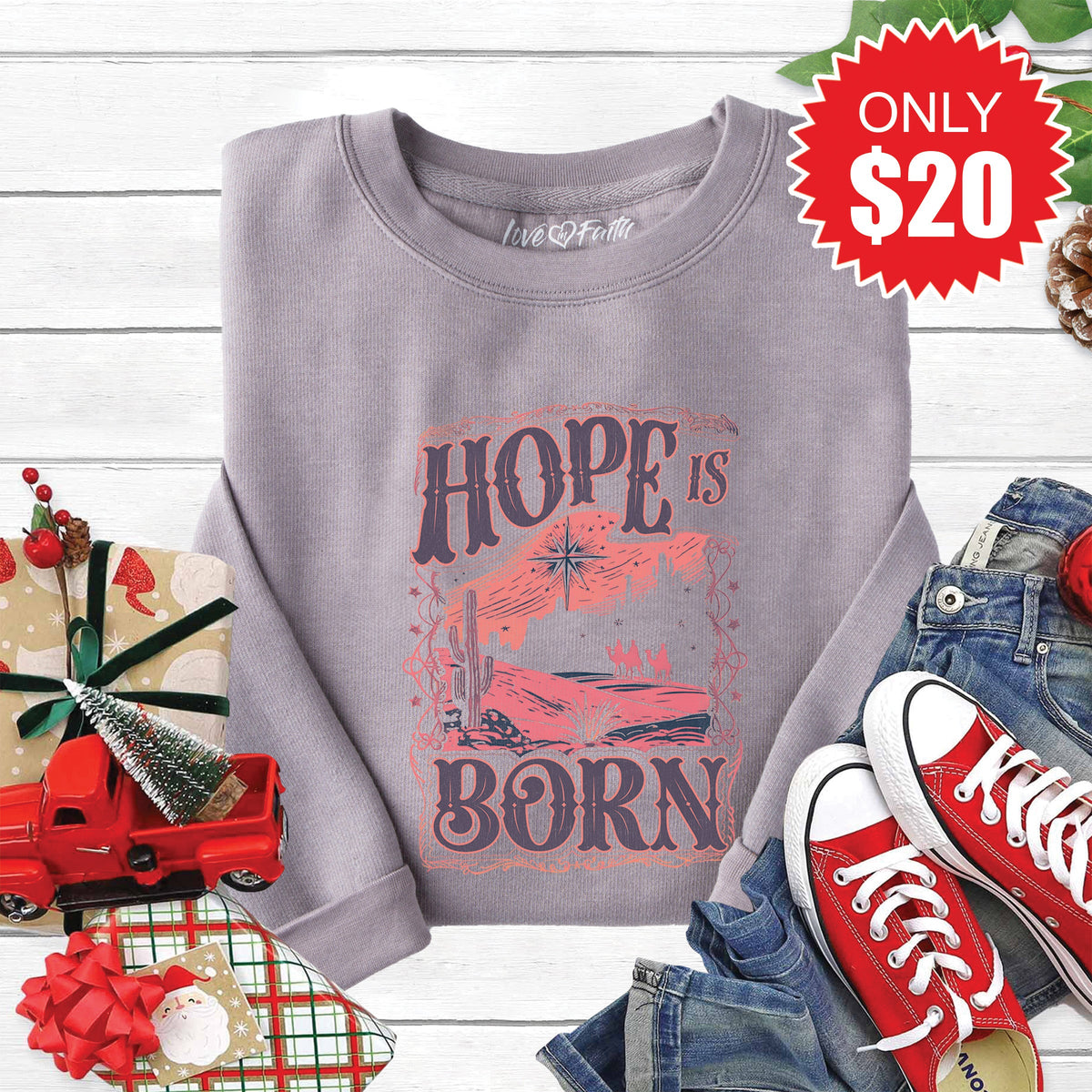 Hope Is Born Sweatshirt - Heather Storm - 20 product image 1