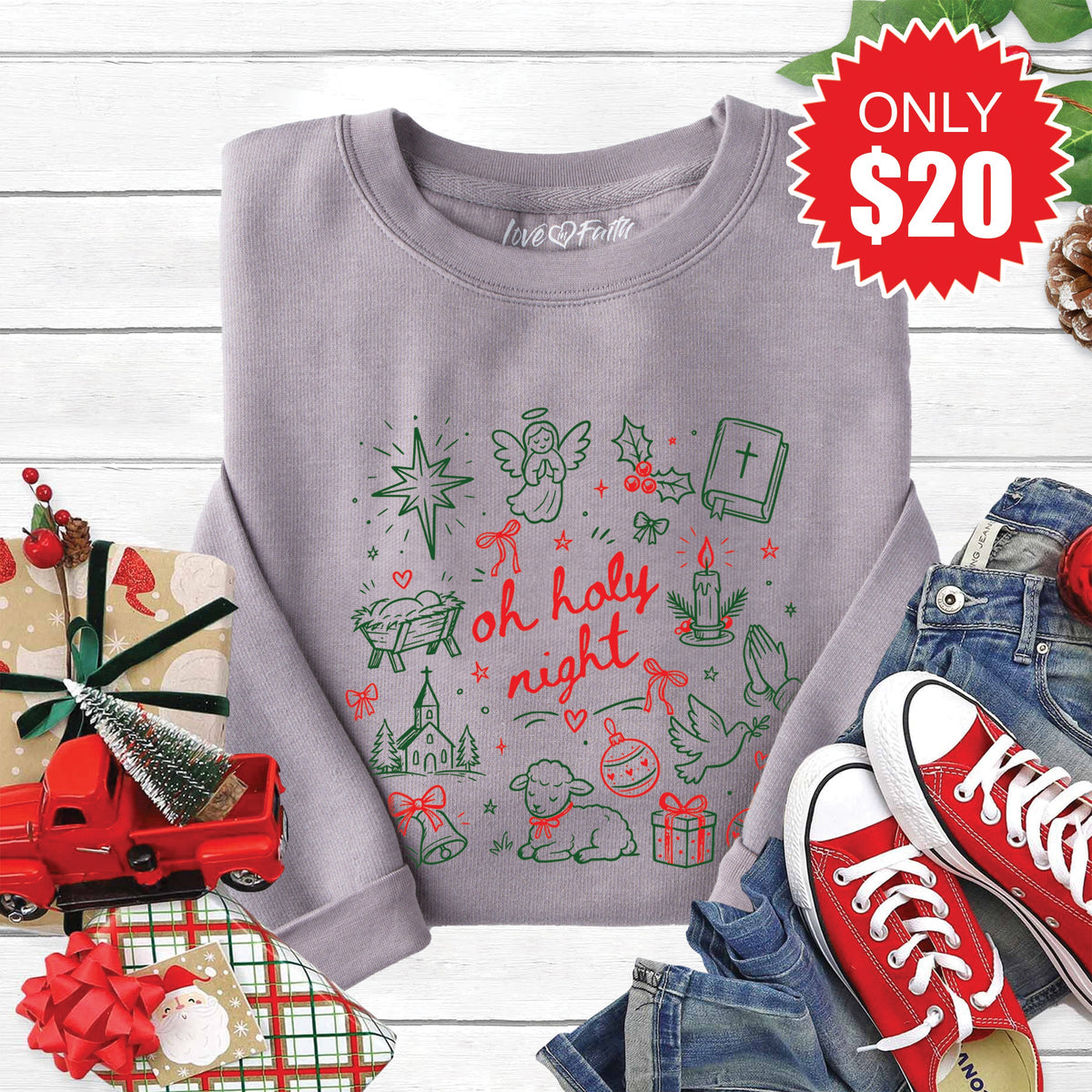 Oh Holy Night Sweatshirt - Heather Storm - 20 product image 1