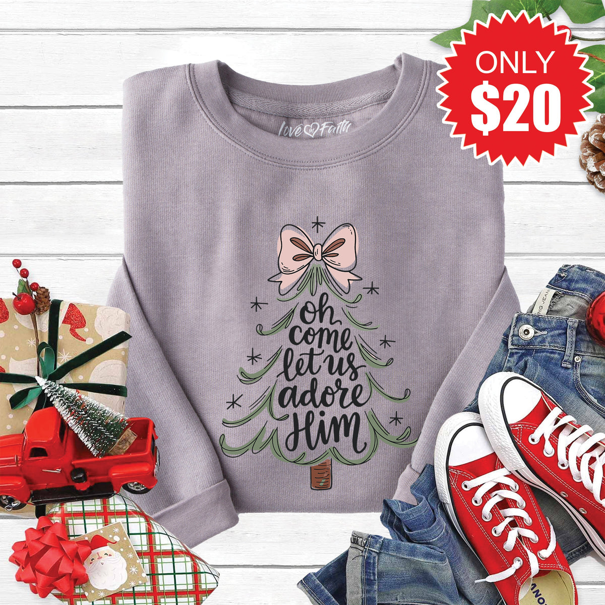Let Us Adore Him Sweatshirt - Heather Storm - 20 product image 1