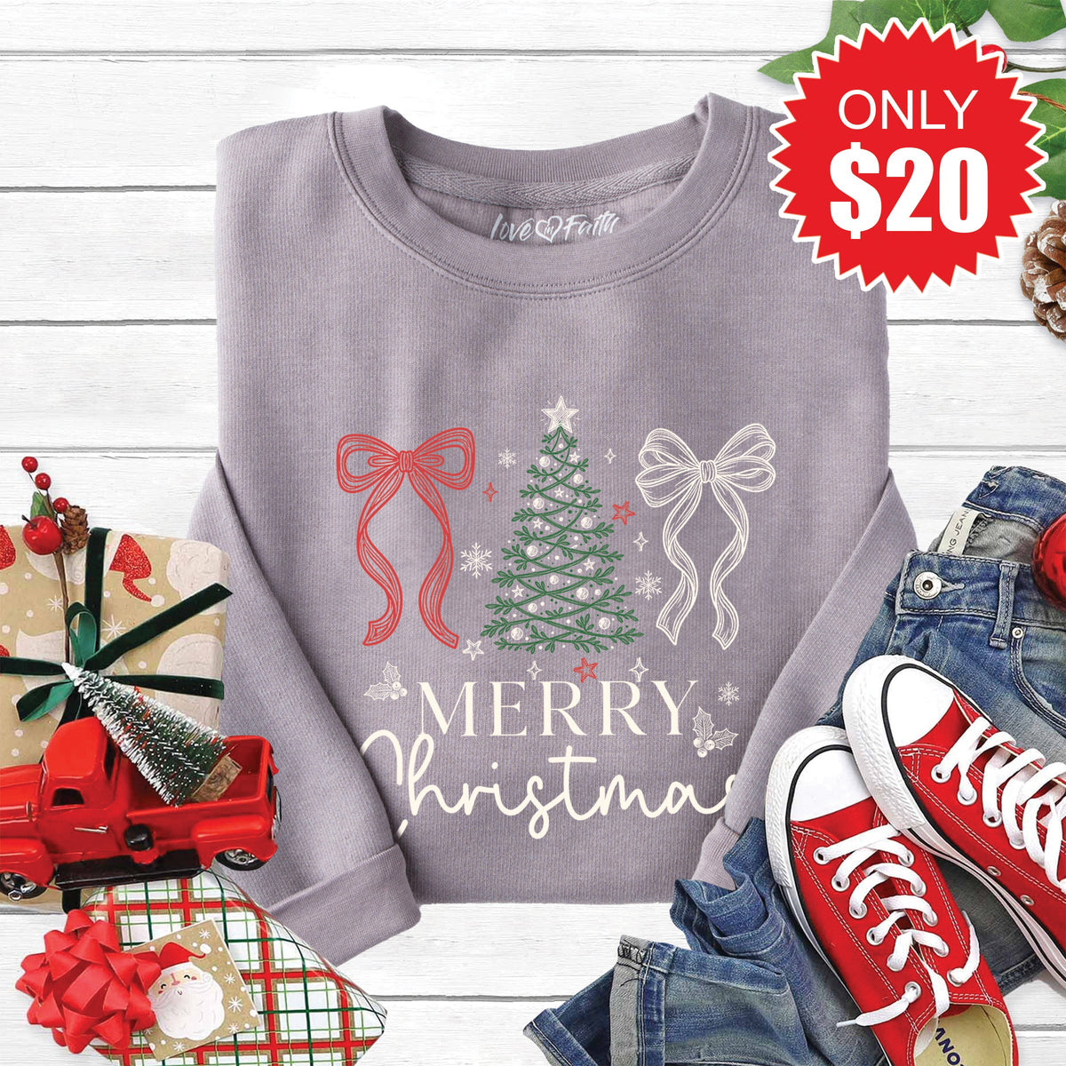 Merry Christmas Sweatshirt - Heather Storm - 20 product image 1