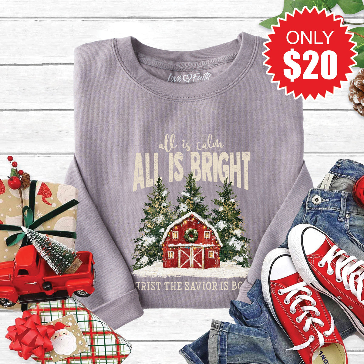 All is Calm Barn Sweatshirt - Heather Storm - 20 product image 1