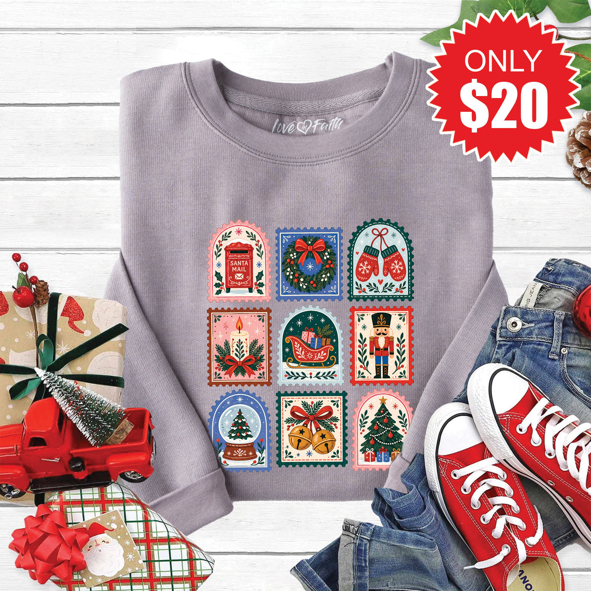 Christmas Stamps Sweatshirt - Heather Storm - 20 product image 1