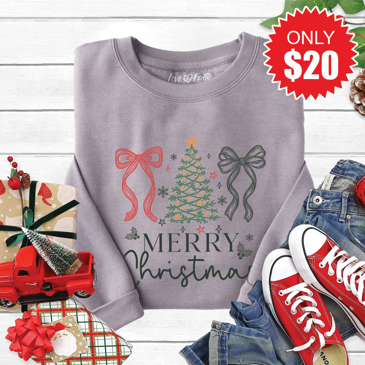 Merry Christmas Sweatshirt - Heather Storm - 20 product image 1