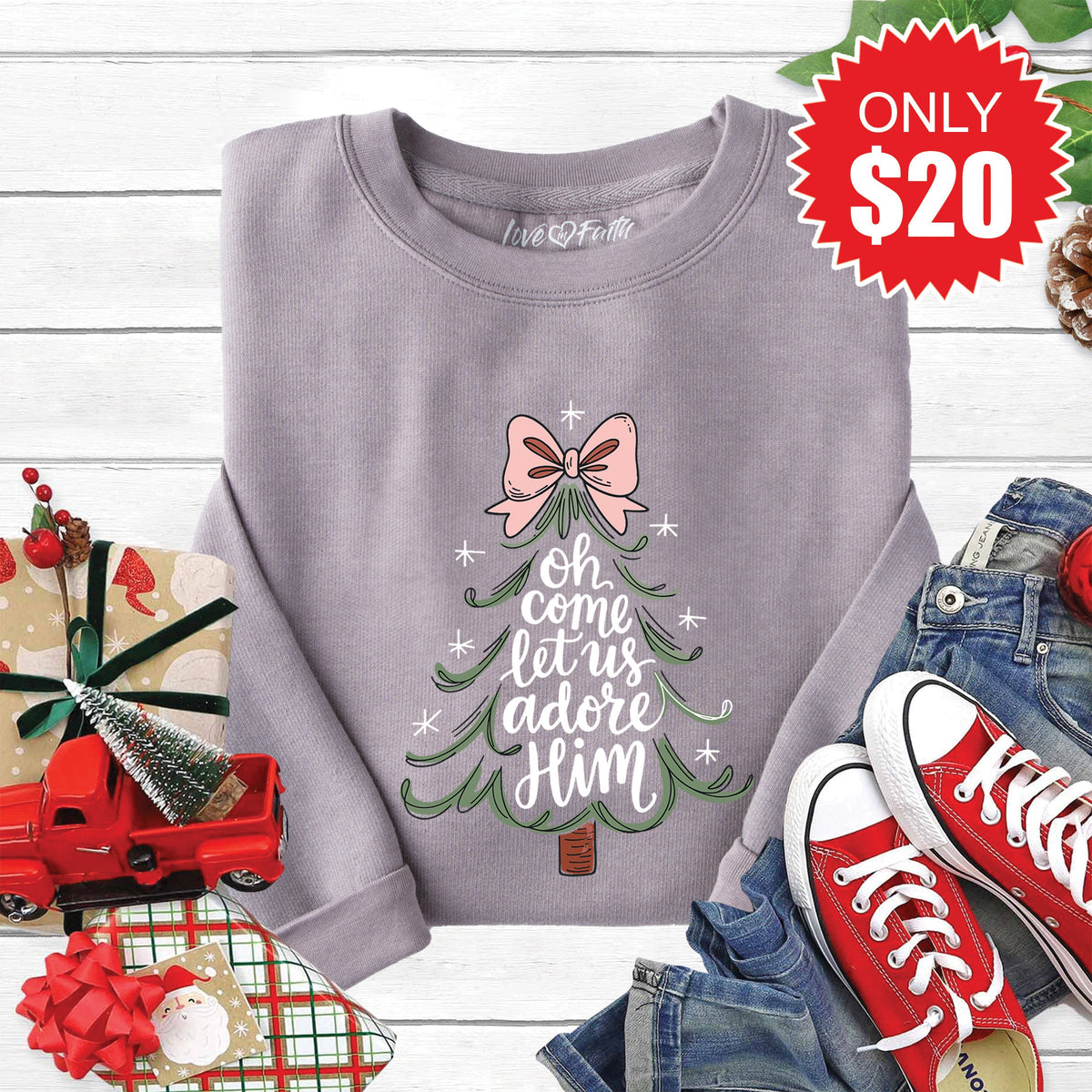 Let Us Adore Him Sweatshirt - Heather Storm - 20 product image 1