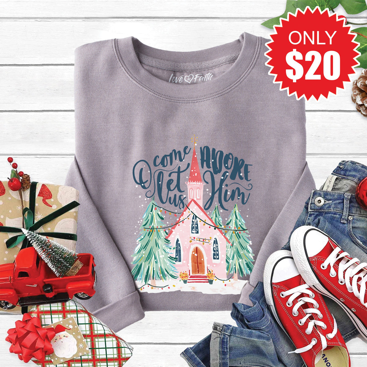 O Come Church Sweatshirt - Heather Storm - 20 product image 1