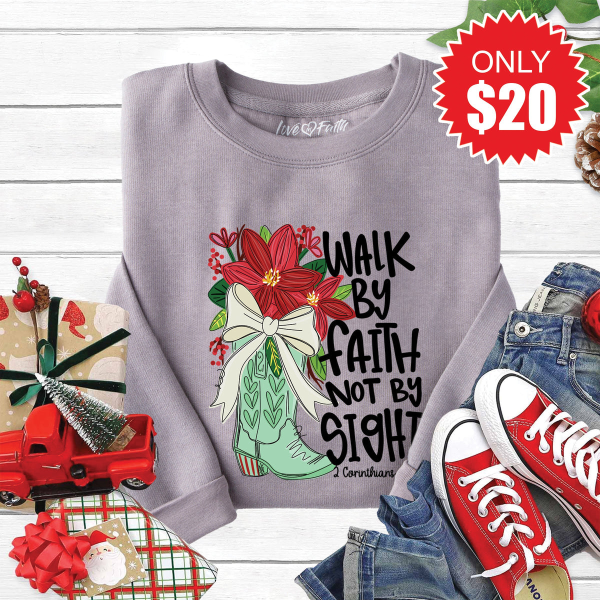 Walk By Faith Sweatshirt - Heather Storm - 20 product image 1