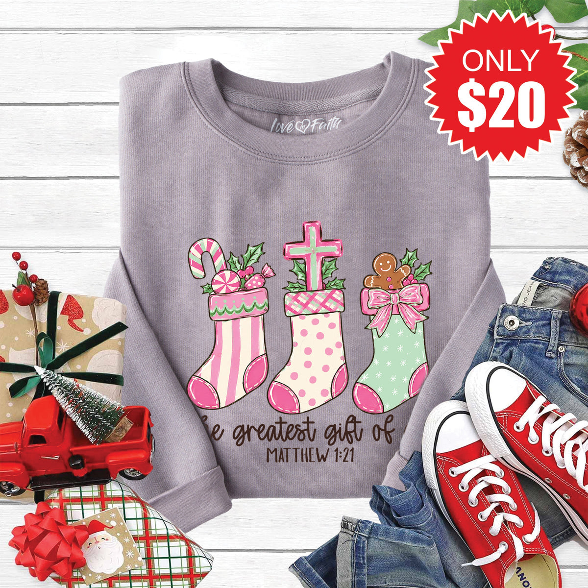 Greatest Gift Stockings Sweatshirt - Heather Storm - 20 product image 1