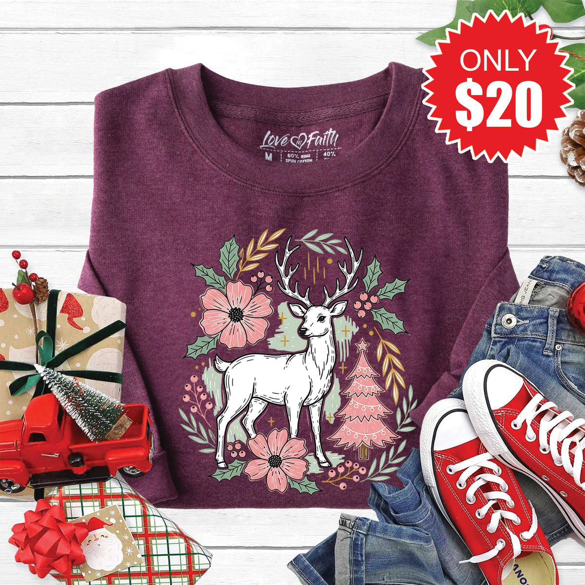 Reindeer Sweatshirt - Heather Sugar Plum - 20 product image 1