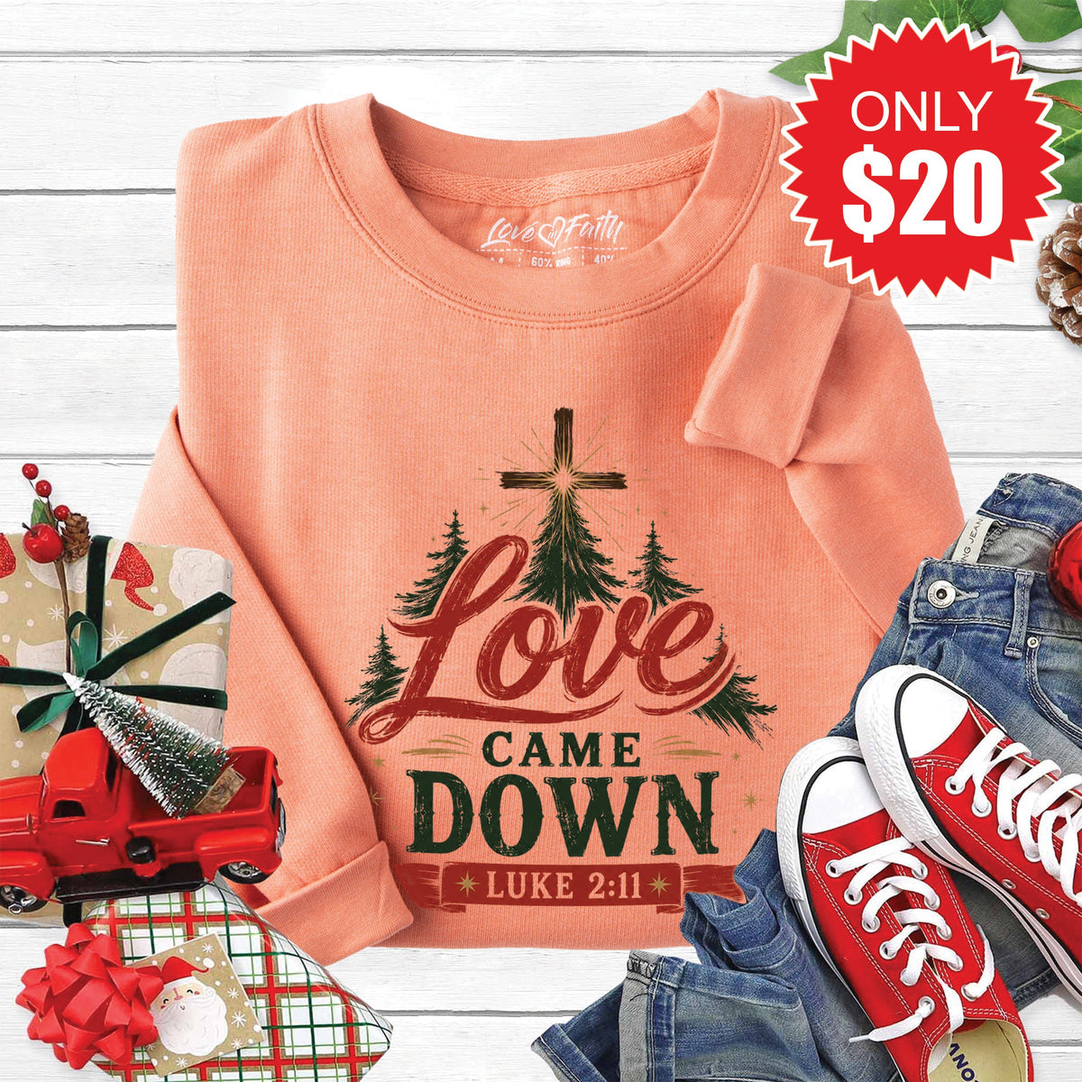 Love Came Down Sweatshirt - Heather Terracotta - 20 product image 1