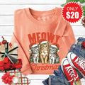 Meowy Christmas Sweatshirt - Heather Terracotta - 20 product image 1