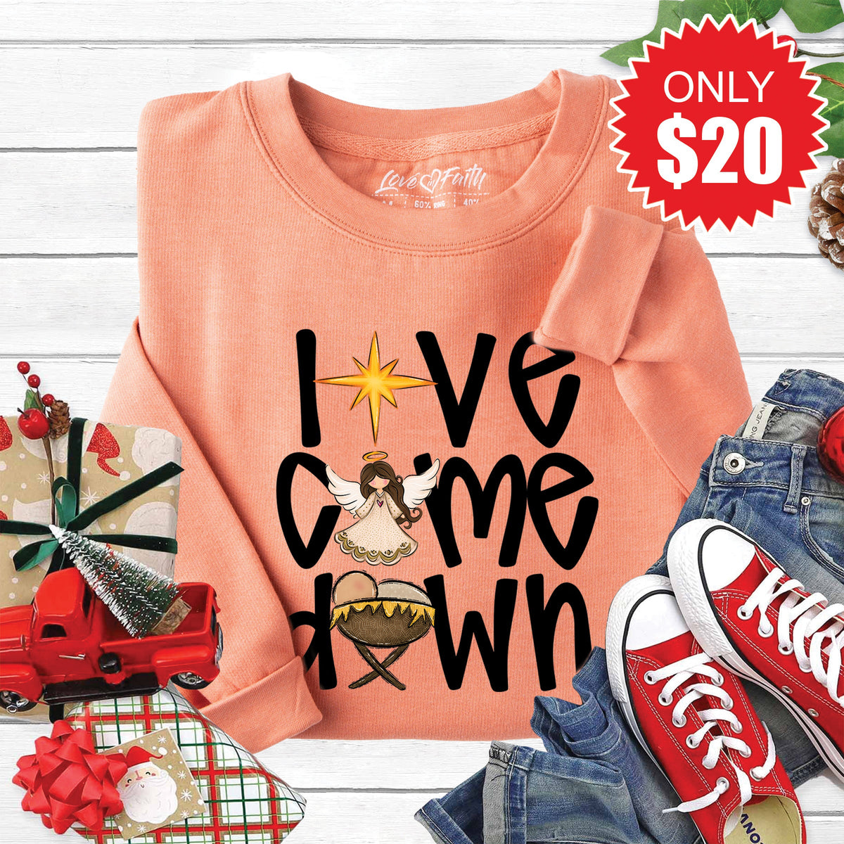 Love Came Down Sweatshirt - Heather Terracotta - 20 product image 1