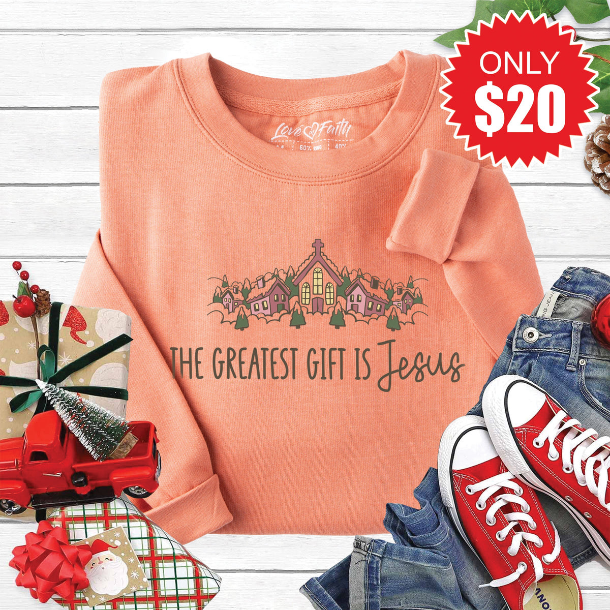 The Greatest Gift Sweatshirt - Heather Terracotta - 20 product image 1