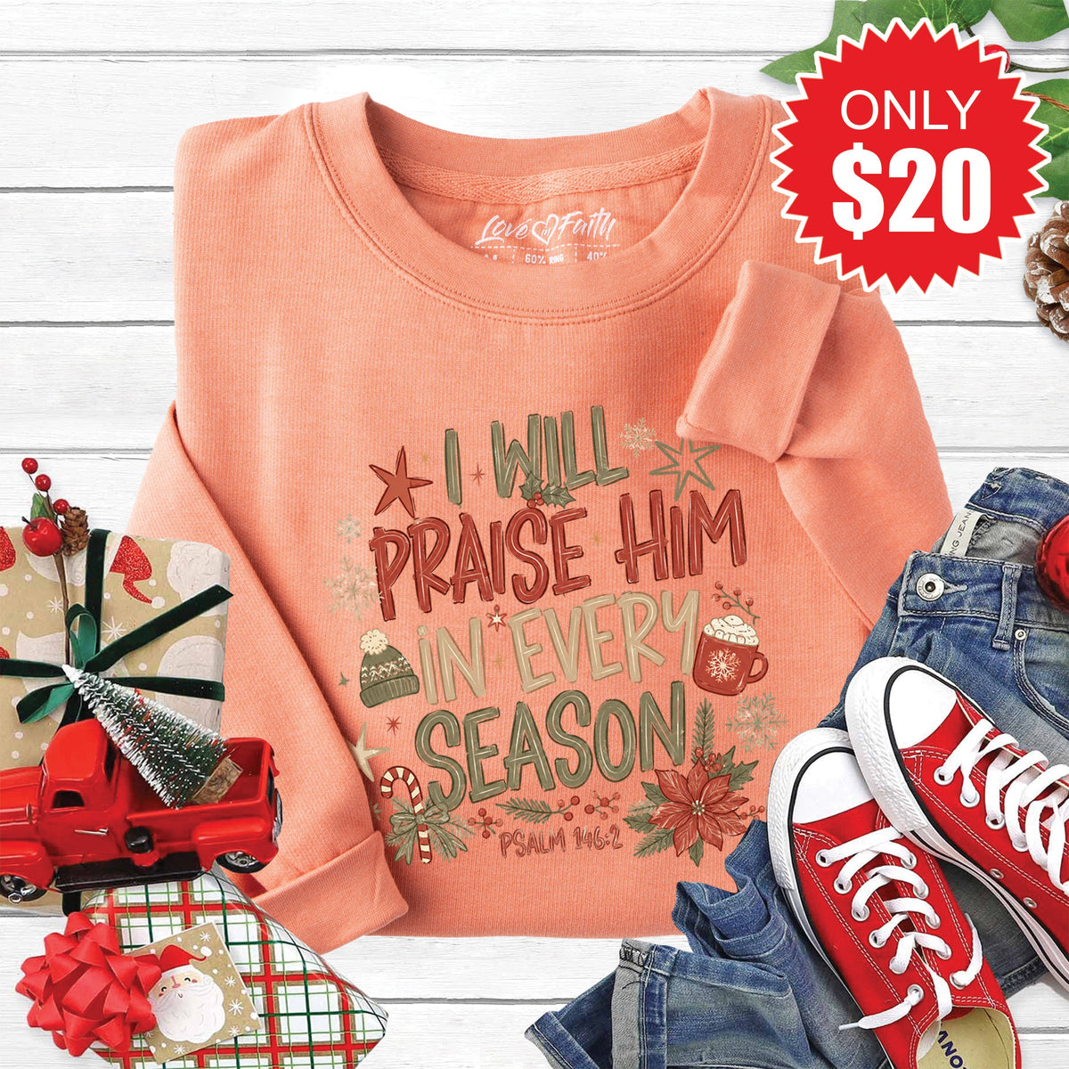 Praise Him Sweatshirt - Heather Terracotta - 20 product image 1