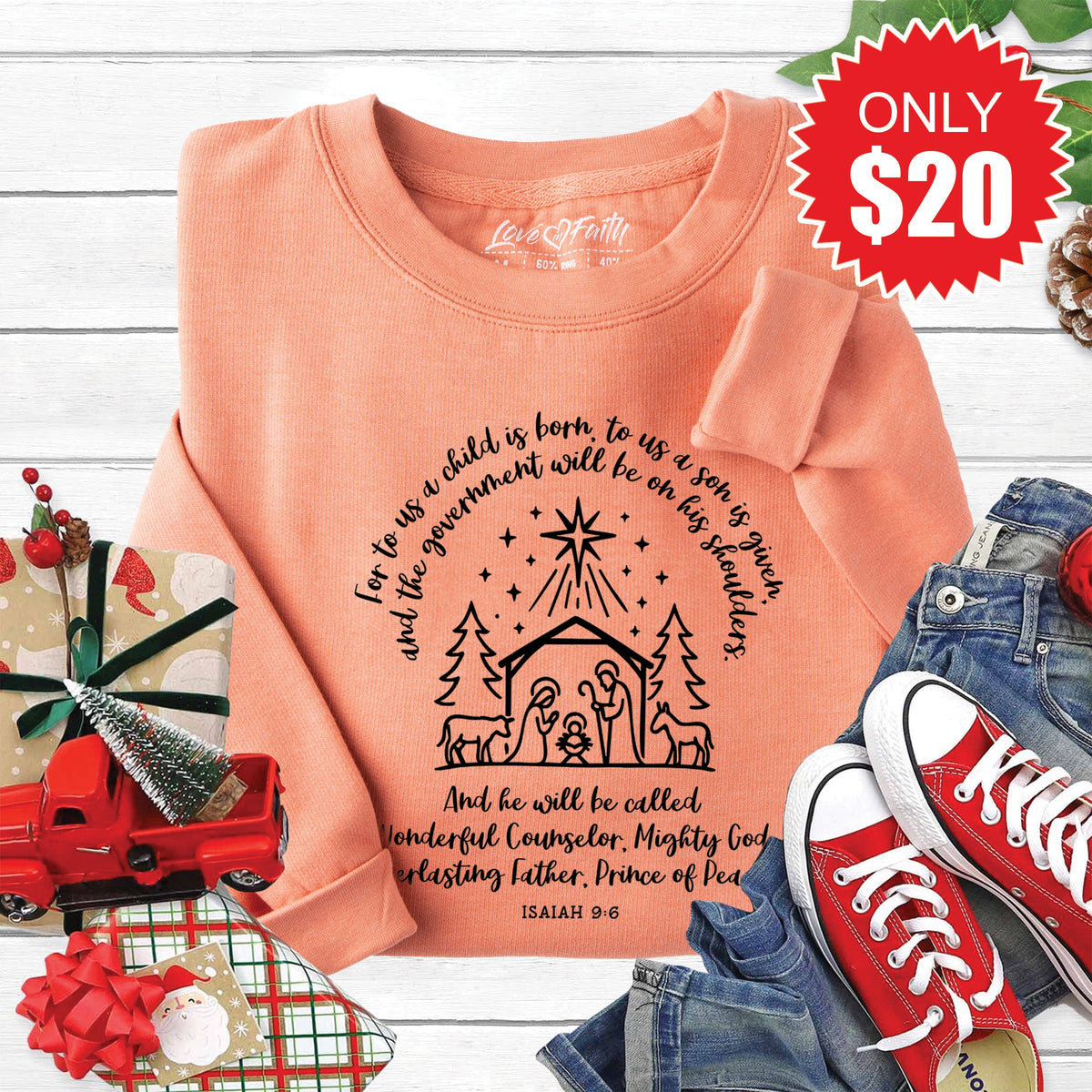Prince of Peace Sweatshirt - Heather Terracotta - 20 product image 1