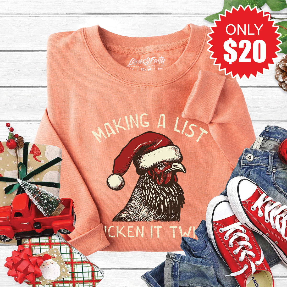Chicken It Twice Sweatshirt - Heather Terracotta - 20 product image 1