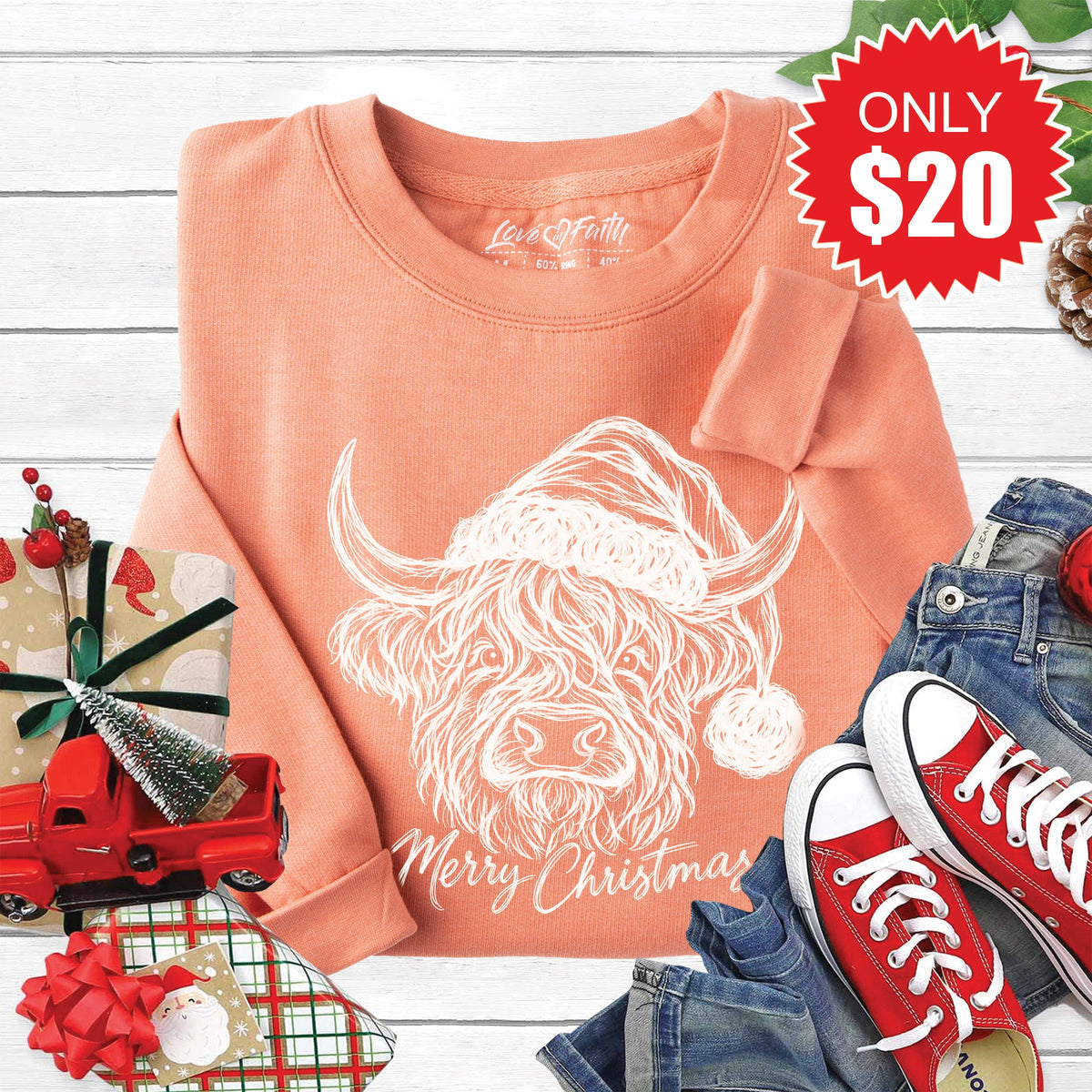 Highland Cow Sweatshirt - Heather Terracotta - 20 product image 1