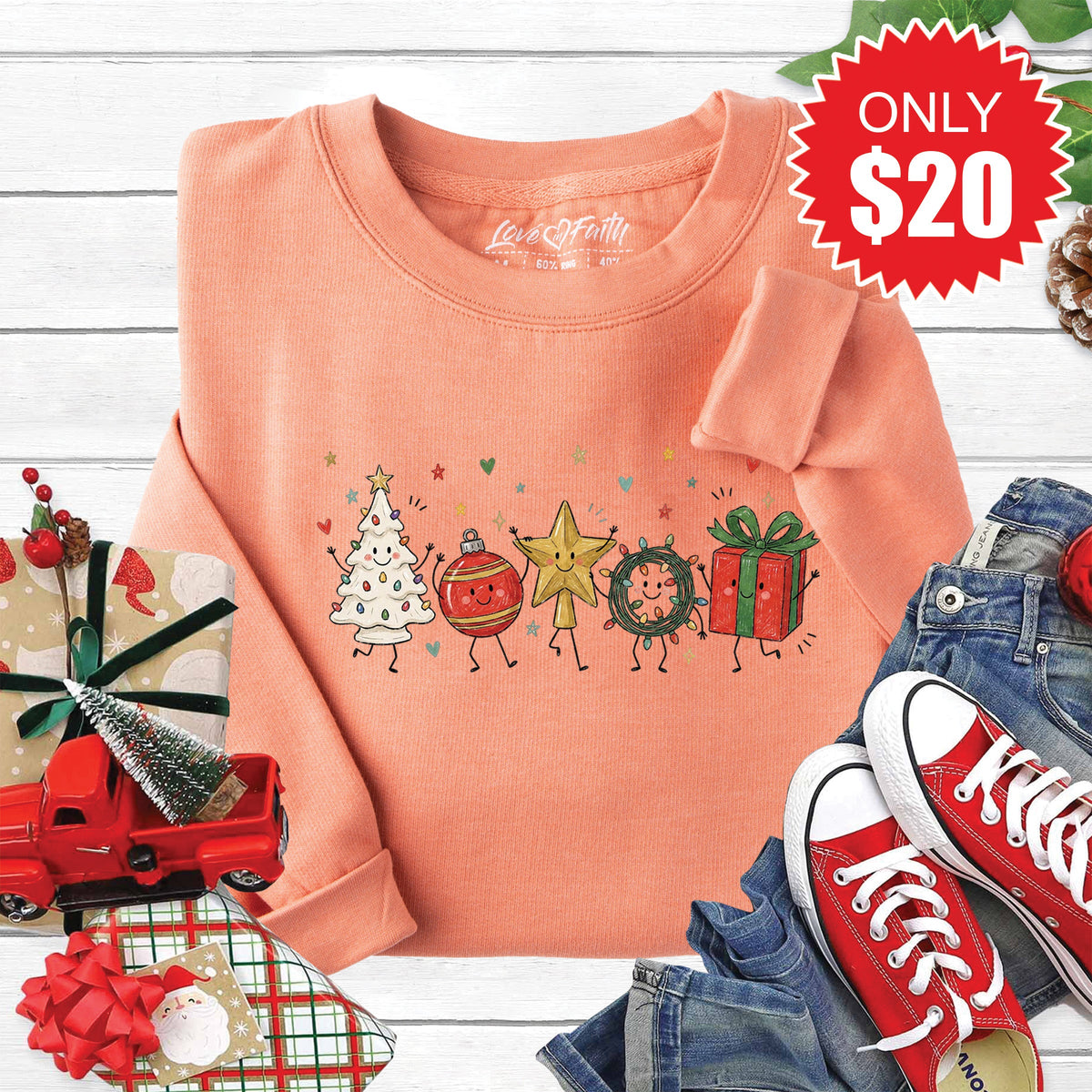 Christmas Decor Sweatshirt - Heather Terracotta - 20 product image 1