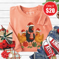 Christmas Chickens Sweatshirt - Heather Terracotta - 20 product image 1