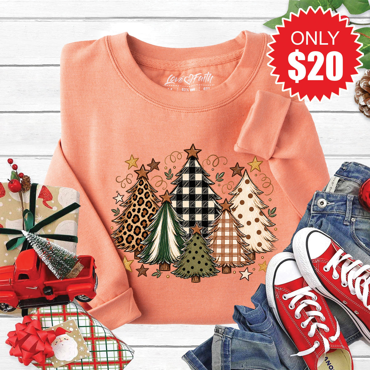 Christmas Trees Sweatshirt - Heather Terracotta - 20 product image 1