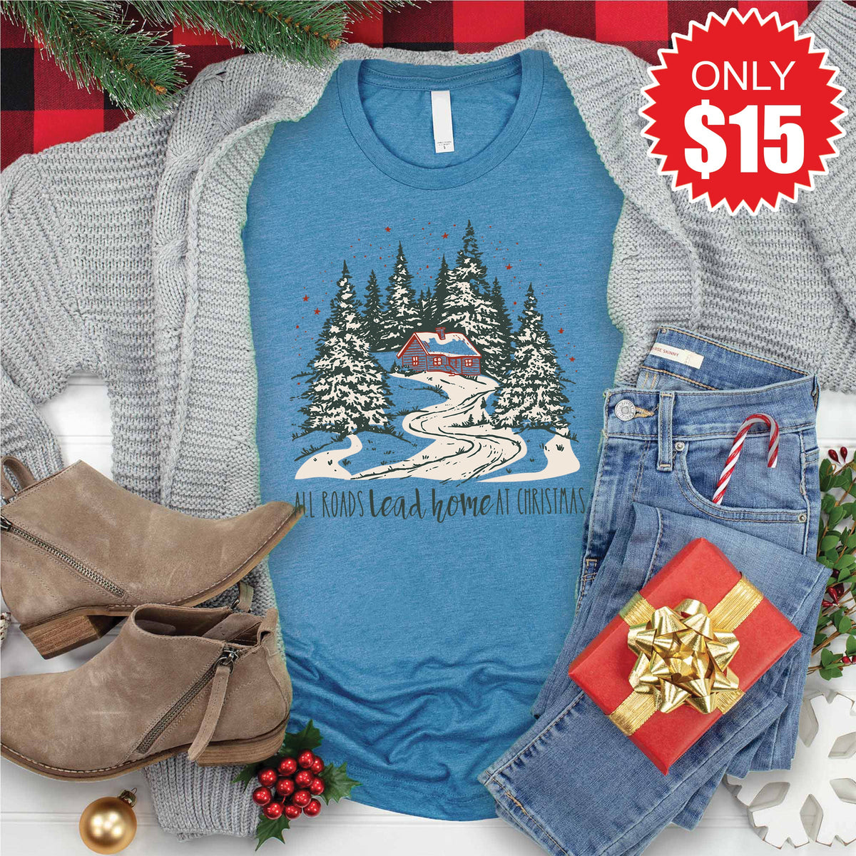All Roads Lead Home Tee - Heather Deep Teal - 15 product image 1
