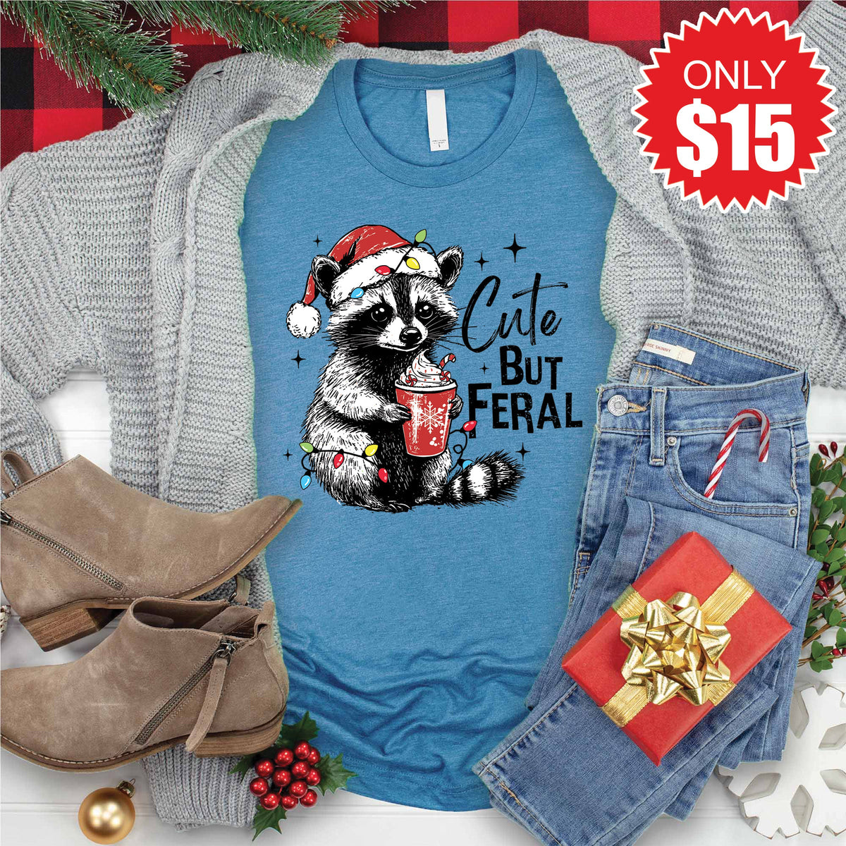 Cute But Feral Tee - Heather Deep Teal - 15 product image 1
