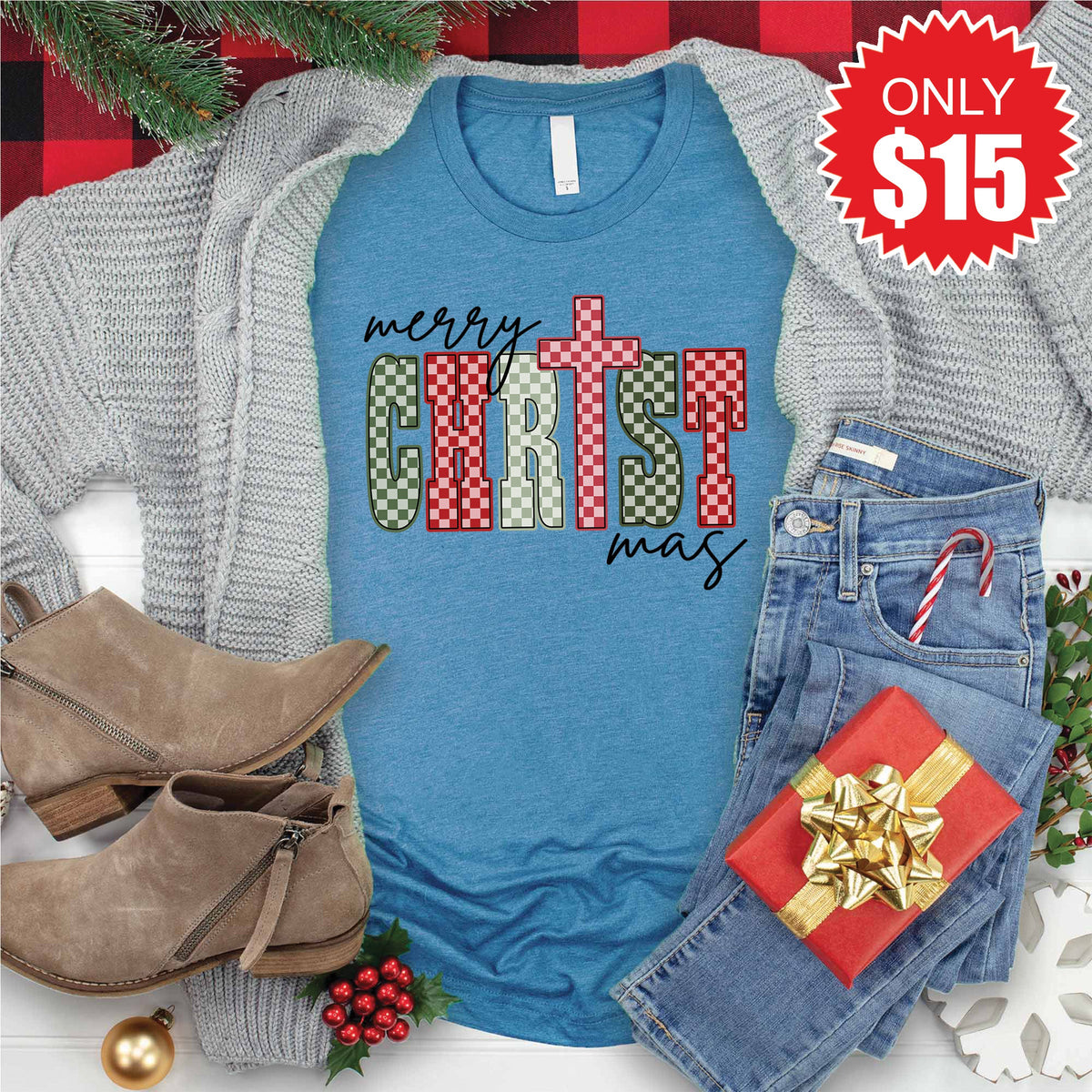 Merry Christmas Tee - Heather Deep Teal - 15 product image 1