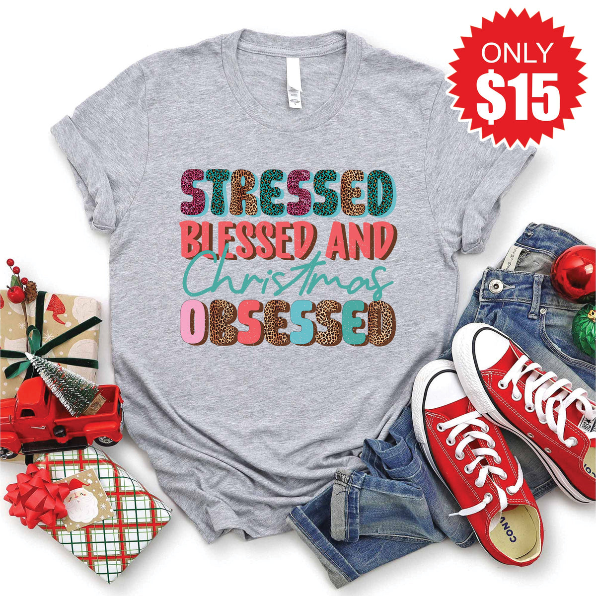 Christmas Obsessed Tee - Heather Grey - 15 product image 1