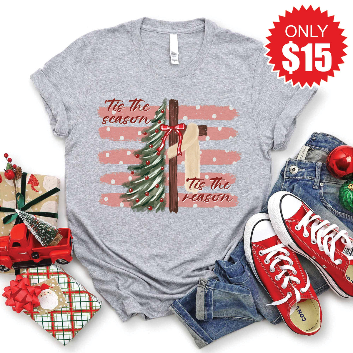 ‘Tis The Season & Reason Tee - Heather Grey - 15 product image 1