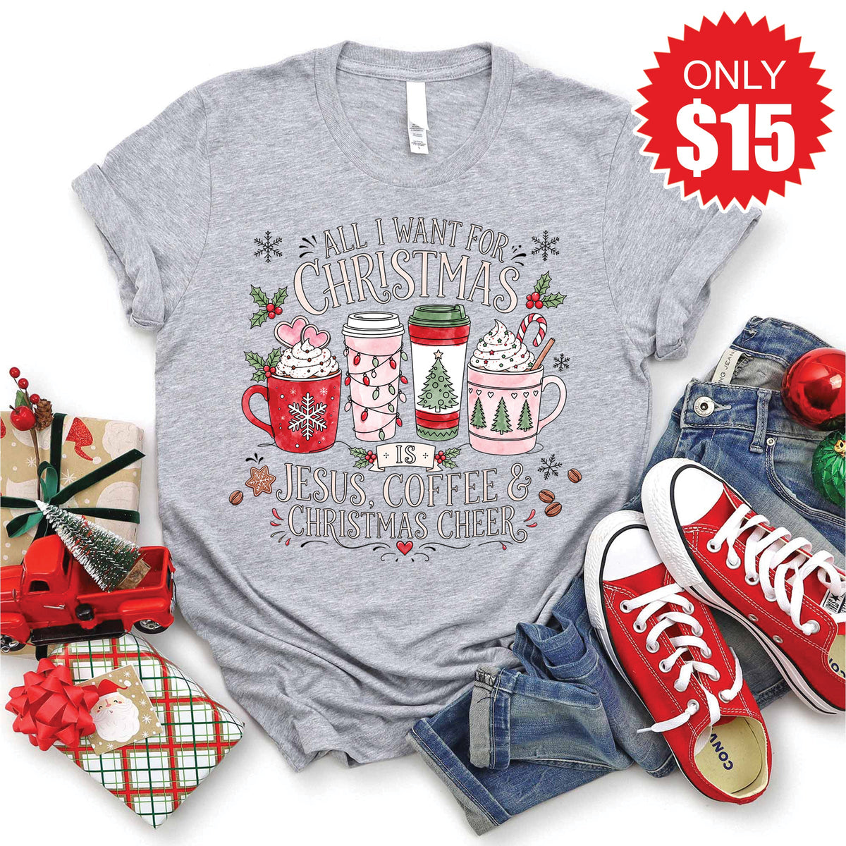 All I Want for Christmas Tee - Heather Grey - 15 product image 1