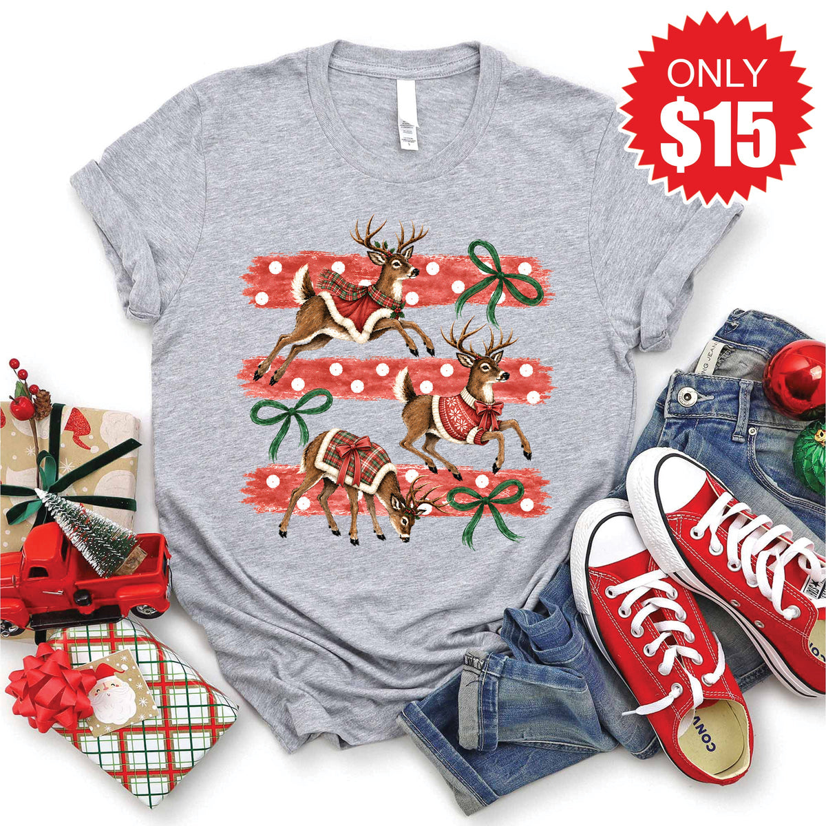Reindeers Tee - Heather Grey - 15 product image 1