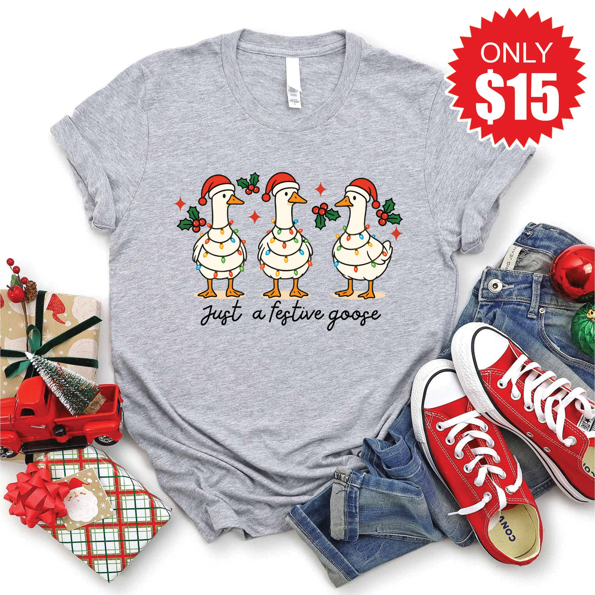 Festive Goose Tee - Heather Grey - 15 product image 1