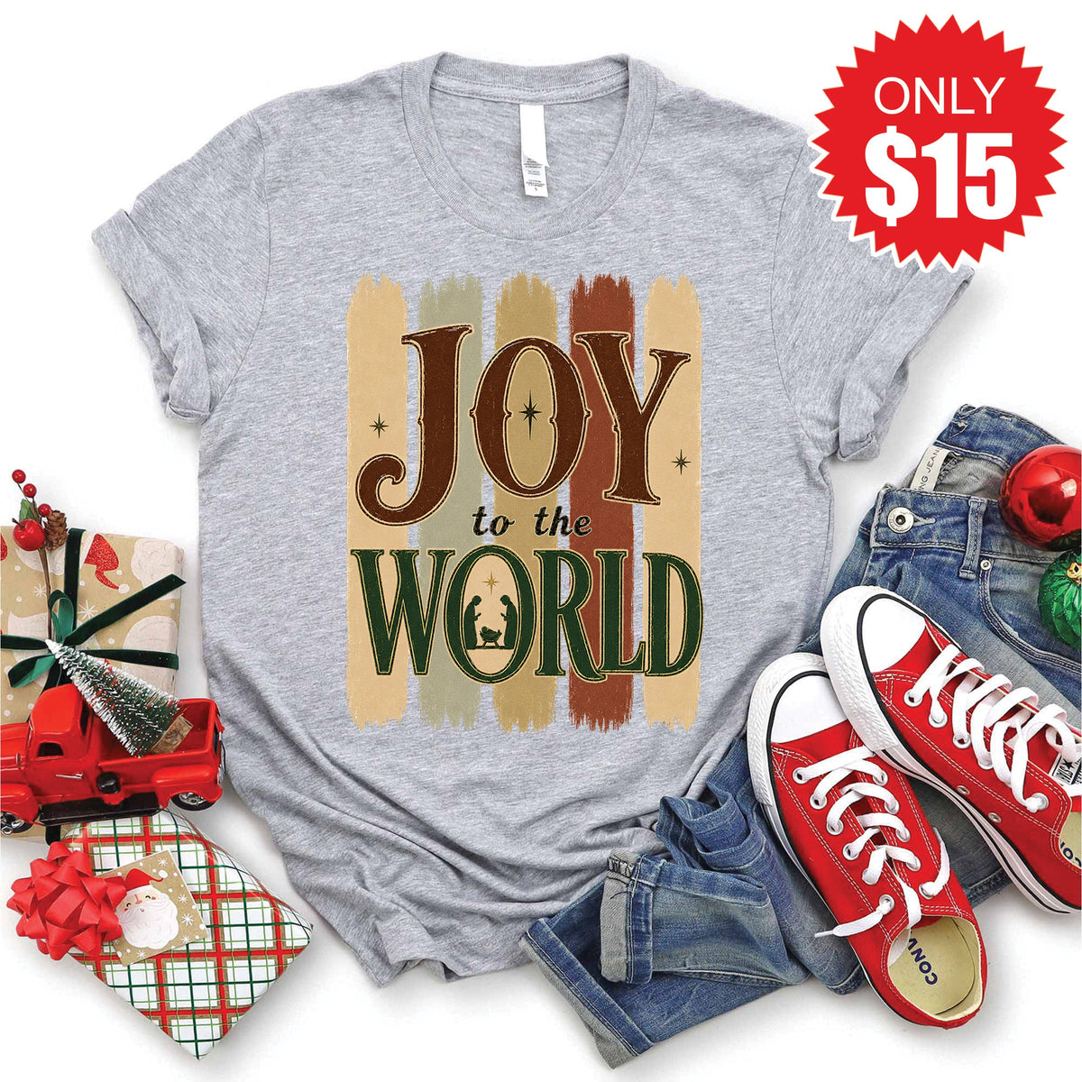 Joy To The World Tee - Heather Grey - 15 product image 1