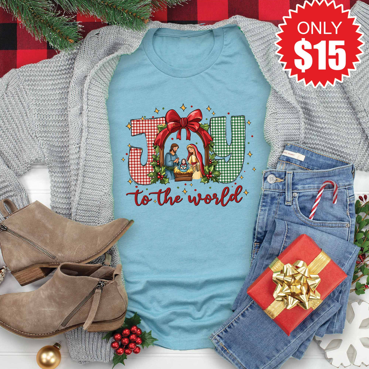 Joy To The World Tee - Heather Lagoon - 15 product image 1