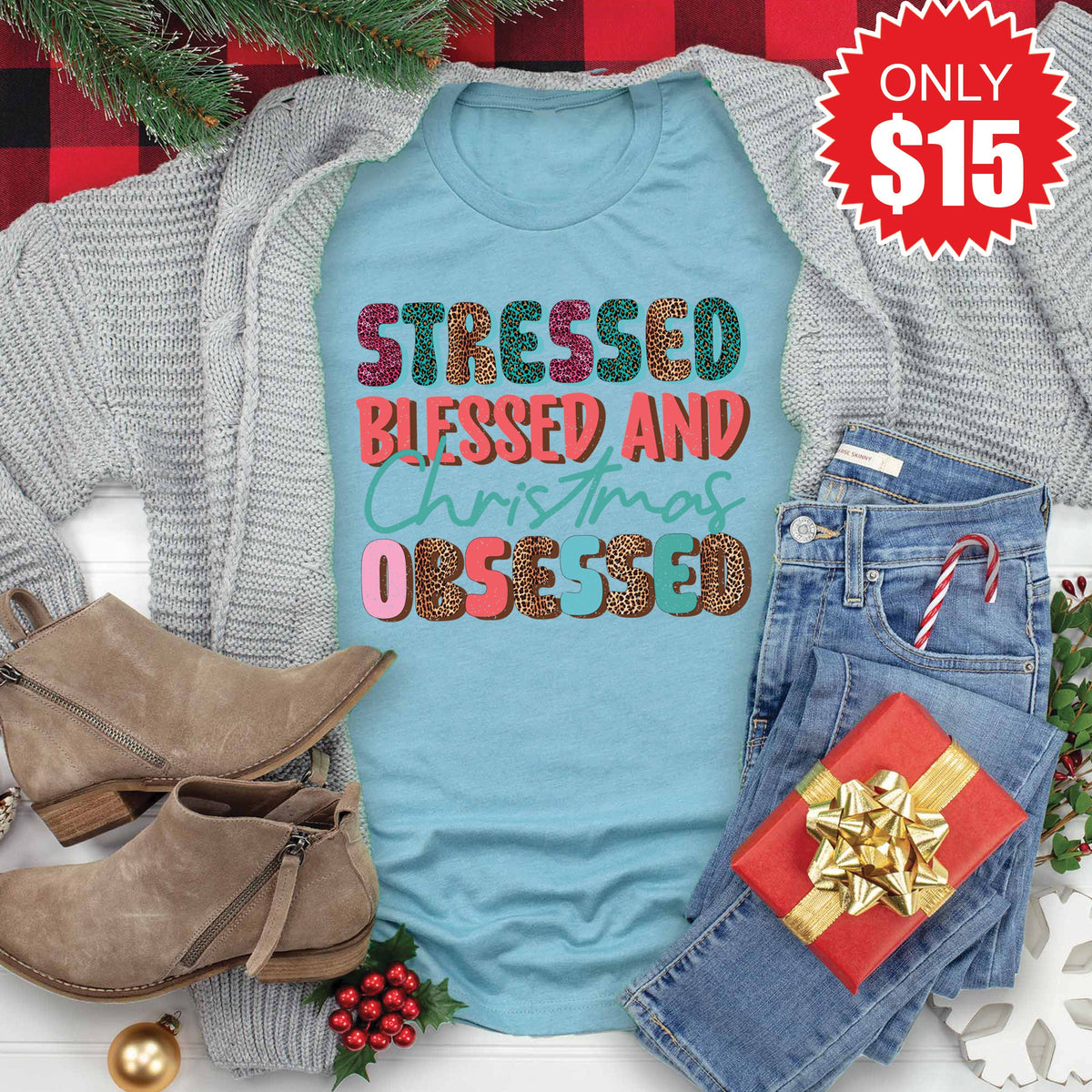 Christmas Obsessed Tee - Heather Lagoon - 15 product image 1