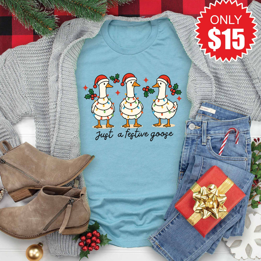 Festive Goose Tee - Heather Lagoon - 15 product image 1