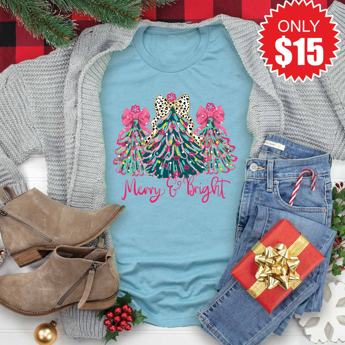 Merry and Bright Tee - Heather Lagoon - 15 product image 1