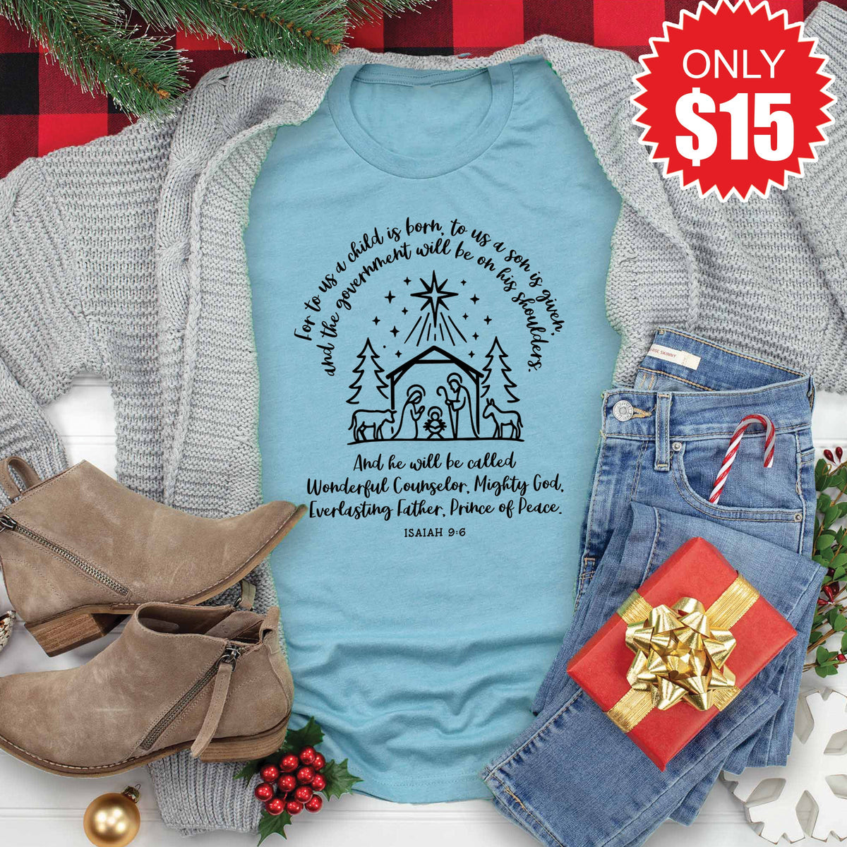Prince of Peace Tee - Heather Lagoon - 15 product image 1