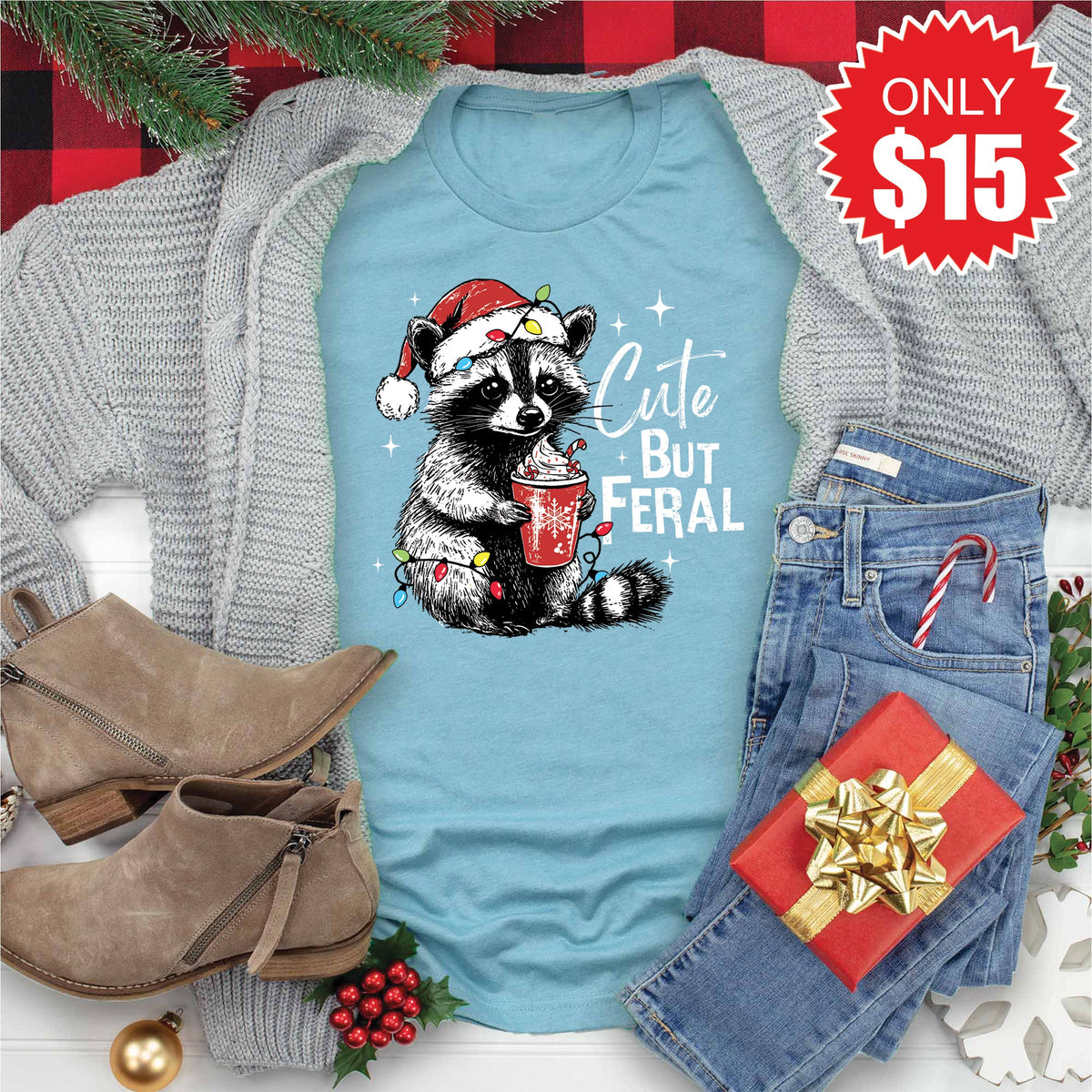 Cute But Feral Tee - Heather Lagoon - 15 product image 1