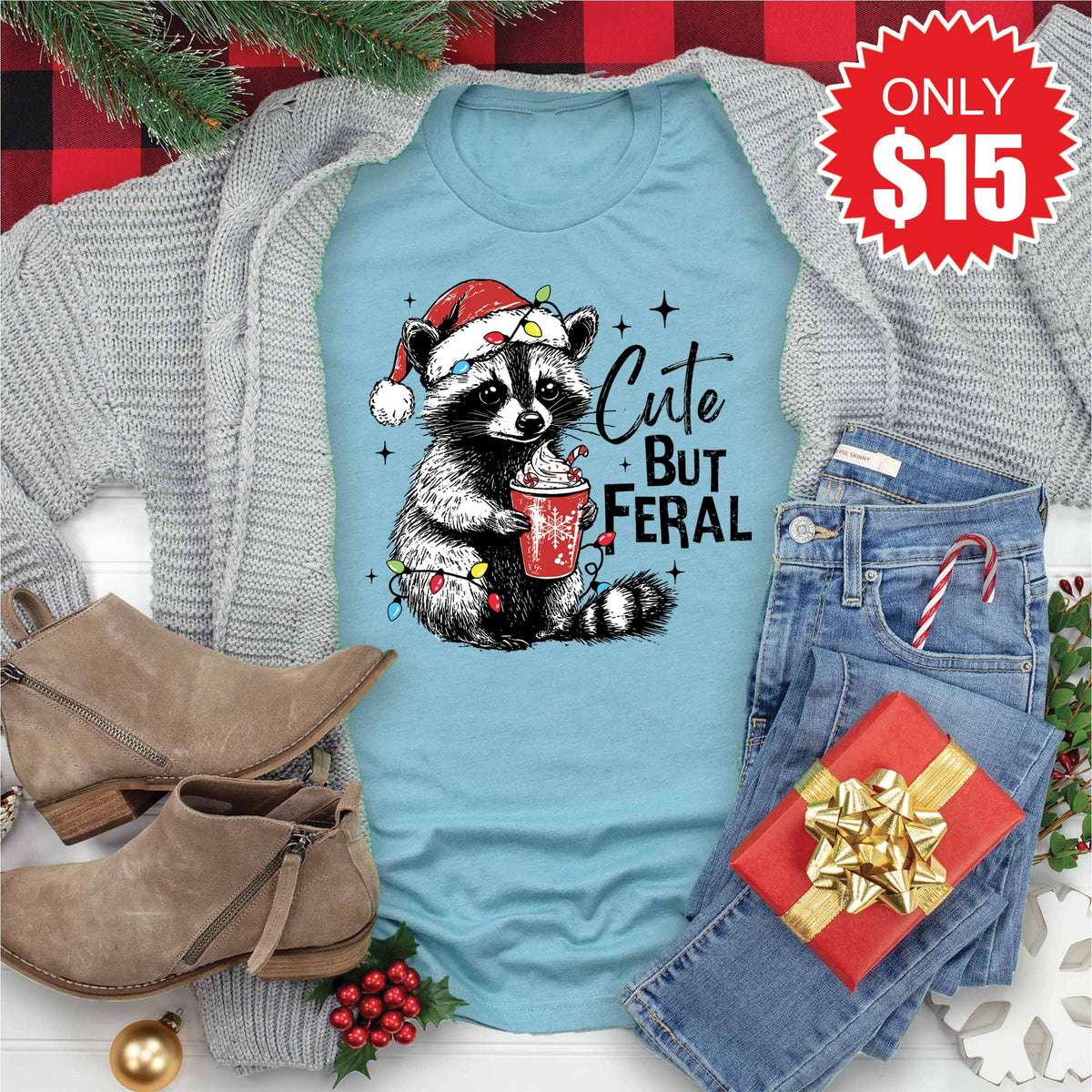 Cute But Feral Tee - Heather Lagoon - 15 product image 1