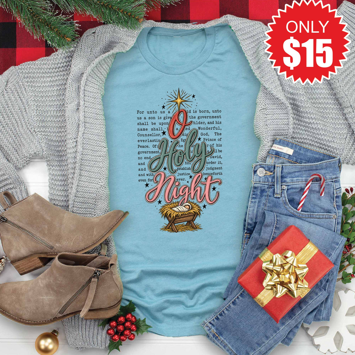 Holy Night Tee - Heather Lagoon - 15 product image 1