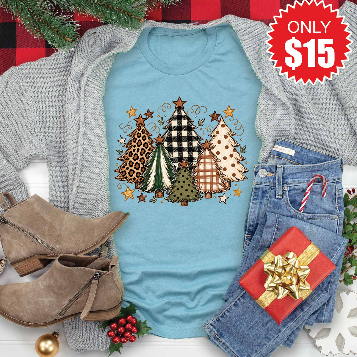 Christmas Trees Tee - Heather Lagoon - 15 product image 1