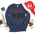 God Gives The Best Gifts Long Sleeve - Heather Navy - 17 product image 1