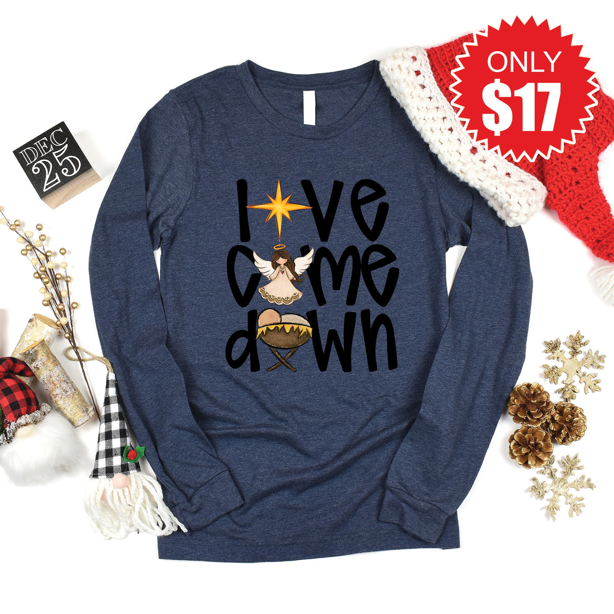 Love Came Down Long Sleeve - Heather Navy - 17 product image 1