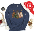 Christmas Trees Long Sleeve - Heather Navy - 17 product image 1