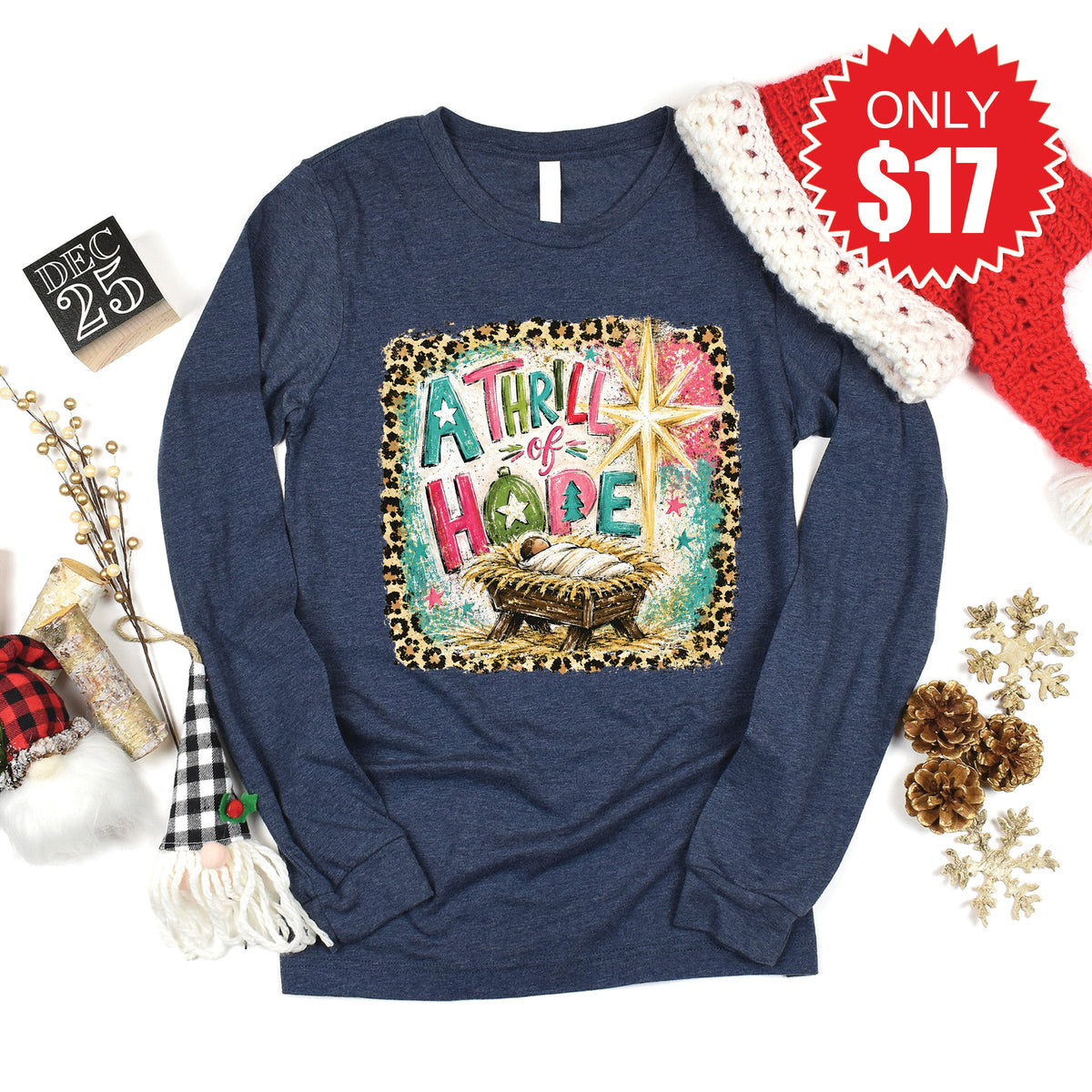A Thrill of Hope Long Sleeve - Heather Navy - 17 product image 1