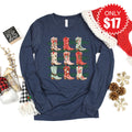 Christmas Boots Long Sleeve - Heather Navy - 17 product image 1