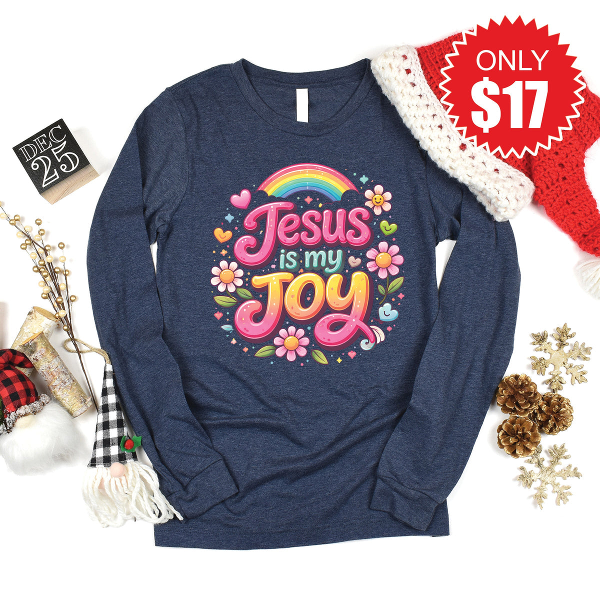 Jesus Is My Joy Long Sleeve - Heather Navy - 17 product image 1